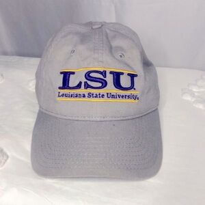 THE GAME Louisiana State University Tigers beige and purple SnapBack hat.